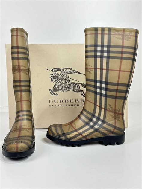 burberry ladies rain boots|burberry haymarket rain boots.